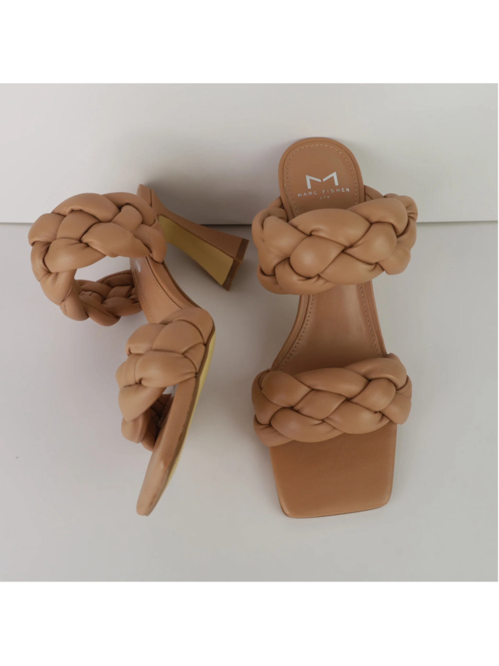 Marc Fisher LTD Hammy Sandals Womens 6.5M Natural Braided Leather Heels 0478 - Picture 6 of 15